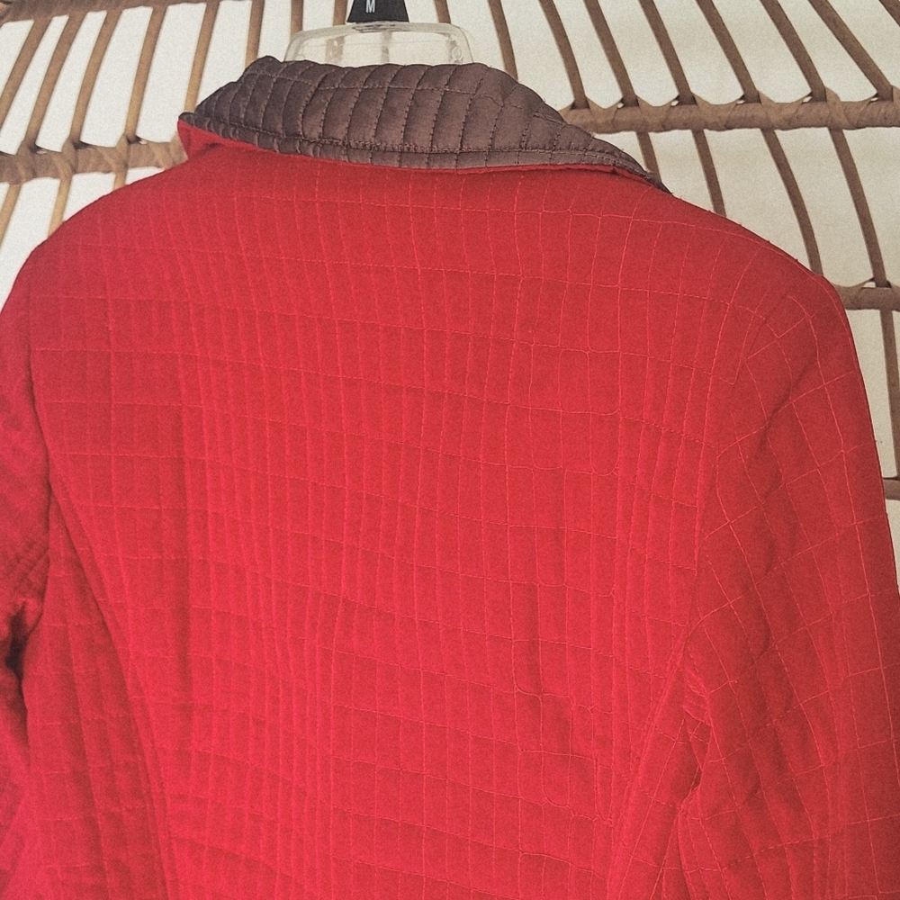 Gallery Quilted Fall Women's Jacket Pockets Zip Lined Red & Brown Size L - Picture 9 of 11